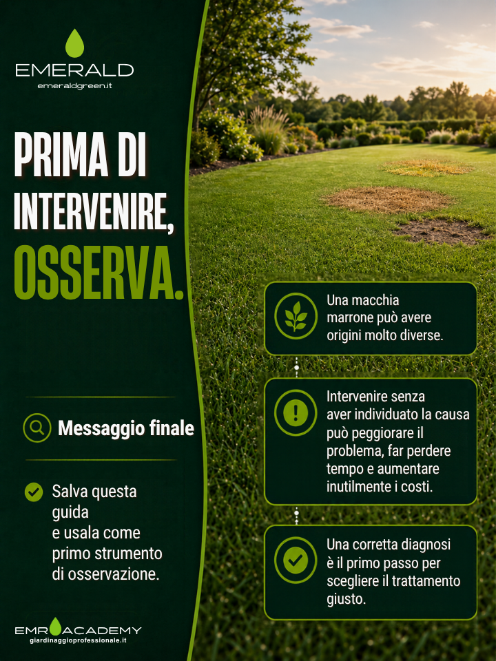 Prima di intervenire, osserva: una macchia marrone può avere origini diverse. Individuare la causa aiuta a scegliere il trattamento adatto; la guida invita a salvarla come primo strumento di osservazione.